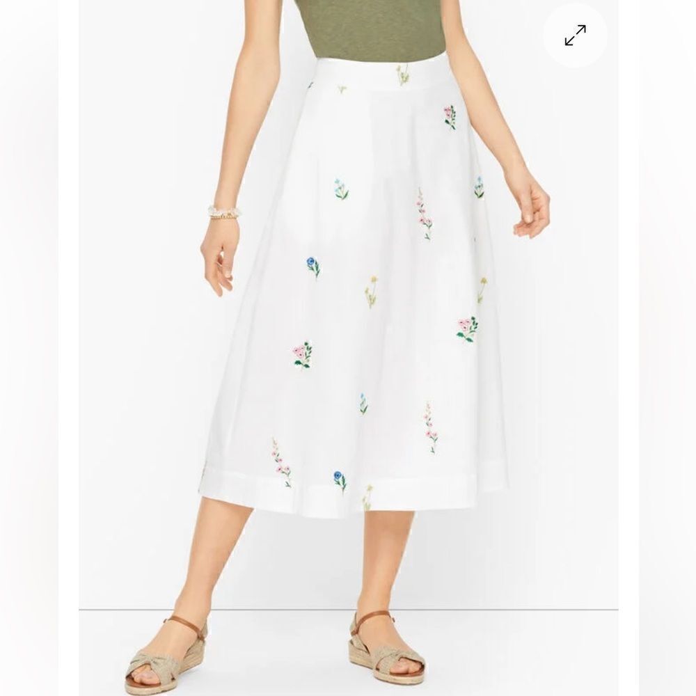 TALBOTS EMBROIDERED MIDI SKIRT - TOSSED WILDFLOWERS 12